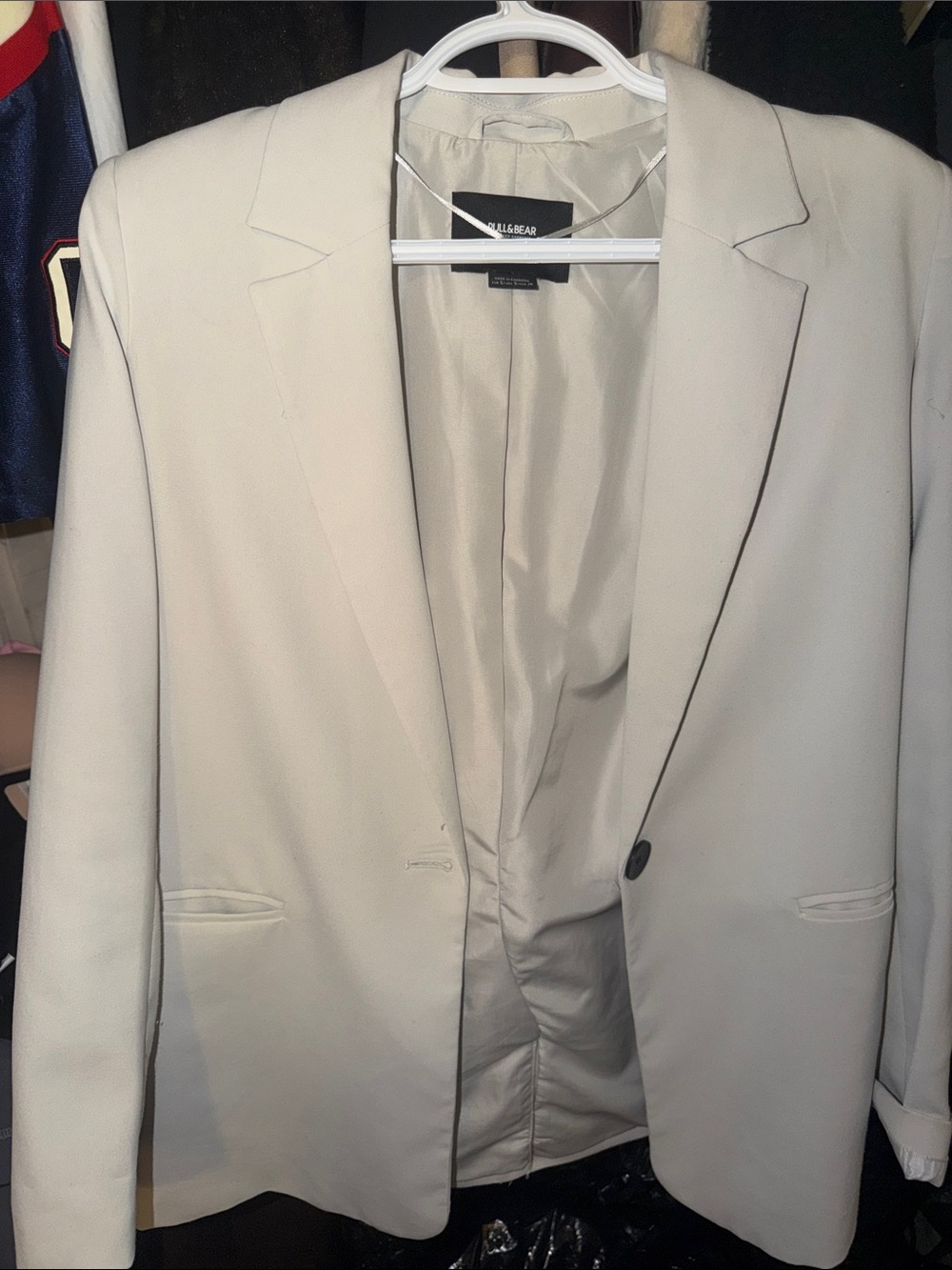 Pull&Bear Men’s Cream Single-Breasted Blazer